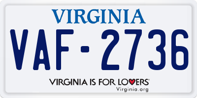 VA license plate VAF2736