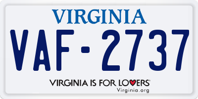 VA license plate VAF2737