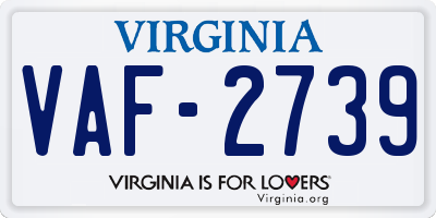 VA license plate VAF2739