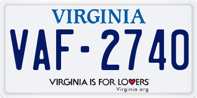 VA license plate VAF2740