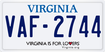 VA license plate VAF2744