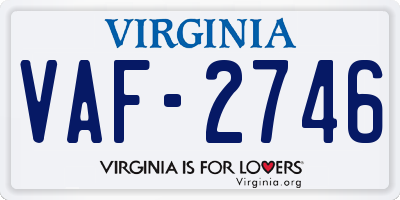 VA license plate VAF2746