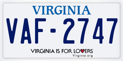 VA license plate VAF2747