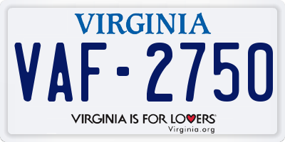VA license plate VAF2750