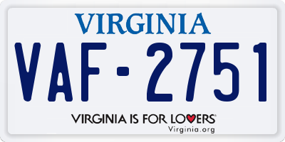 VA license plate VAF2751