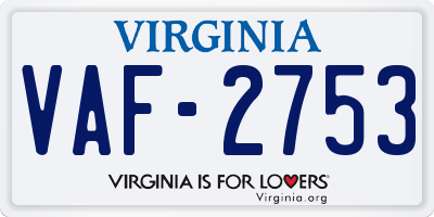 VA license plate VAF2753