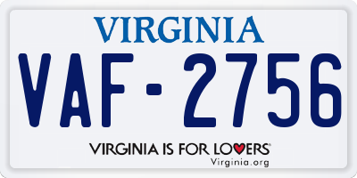 VA license plate VAF2756