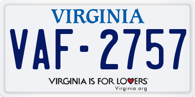 VA license plate VAF2757