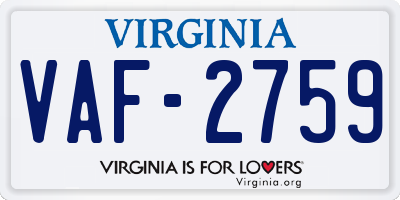 VA license plate VAF2759