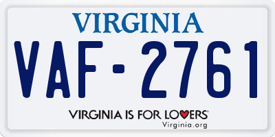 VA license plate VAF2761