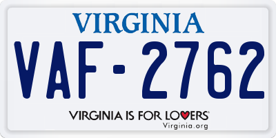 VA license plate VAF2762