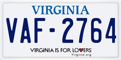 VA license plate VAF2764