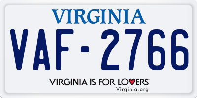 VA license plate VAF2766
