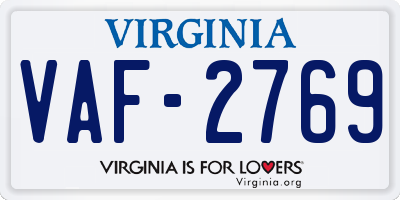 VA license plate VAF2769