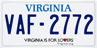 VA license plate VAF2772