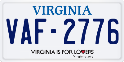 VA license plate VAF2776