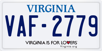 VA license plate VAF2779