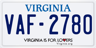 VA license plate VAF2780