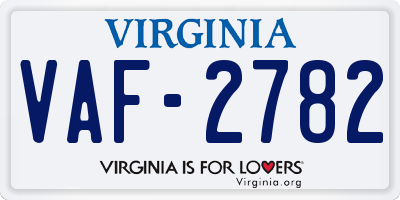 VA license plate VAF2782