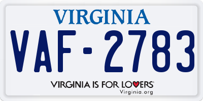 VA license plate VAF2783