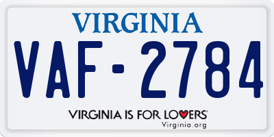 VA license plate VAF2784