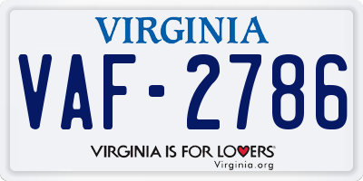 VA license plate VAF2786