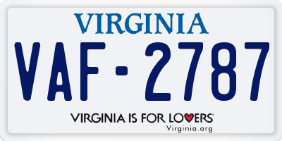 VA license plate VAF2787