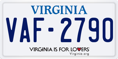 VA license plate VAF2790
