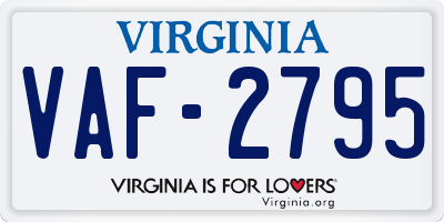 VA license plate VAF2795