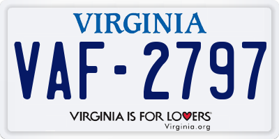 VA license plate VAF2797