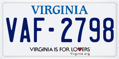 VA license plate VAF2798