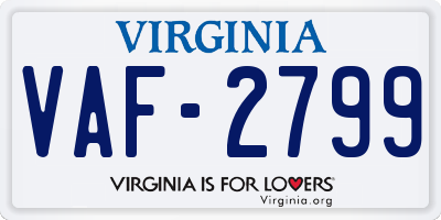 VA license plate VAF2799