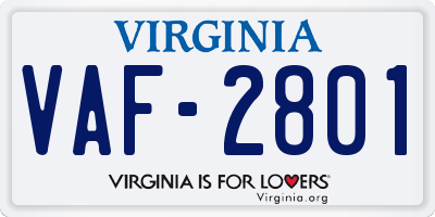 VA license plate VAF2801