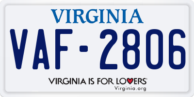 VA license plate VAF2806