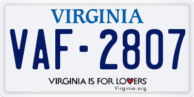 VA license plate VAF2807