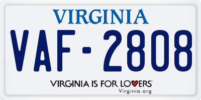 VA license plate VAF2808