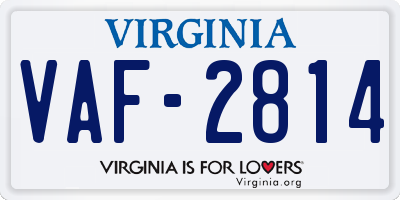 VA license plate VAF2814