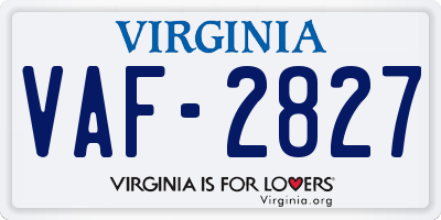 VA license plate VAF2827
