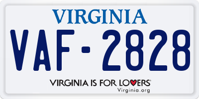 VA license plate VAF2828