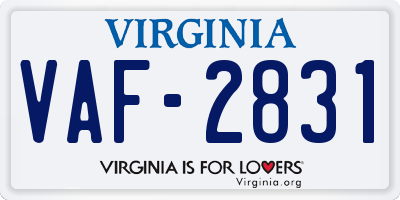 VA license plate VAF2831