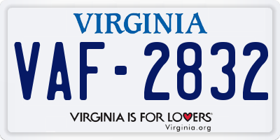 VA license plate VAF2832