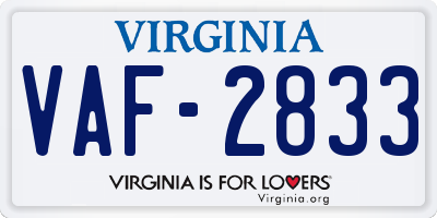 VA license plate VAF2833