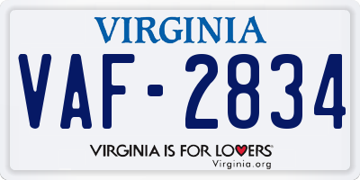 VA license plate VAF2834