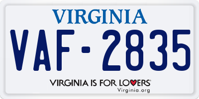 VA license plate VAF2835