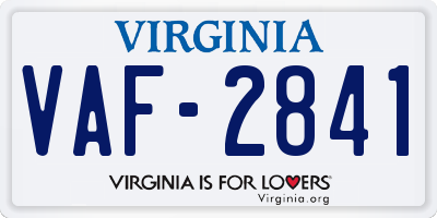VA license plate VAF2841