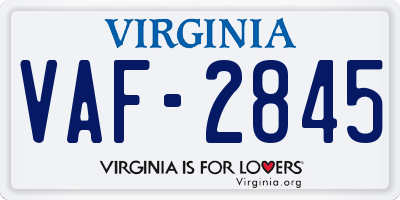 VA license plate VAF2845