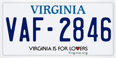 VA license plate VAF2846