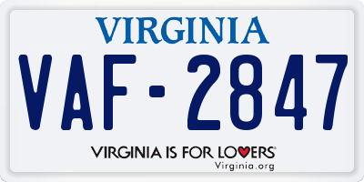 VA license plate VAF2847