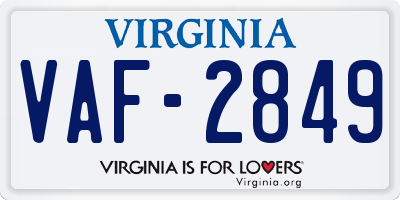 VA license plate VAF2849