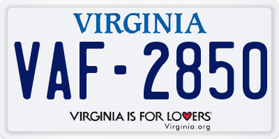 VA license plate VAF2850